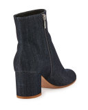 Velvet 60mm Block-Heel Ankle Boot, Blue