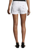 Croxley Rolled-Cuff Denim Shorts, White