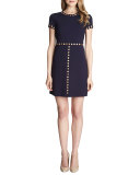 Sophia Short-Sleeve Stud-Trim Dress 