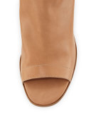 Jane Leather Peep-Toe Bootie, Sand