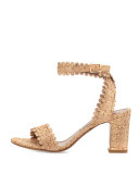Leticia Scalloped Cork Sandal, Natural/Gold