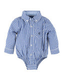 Poplin Classic Gingham Shirtzie, Navy, Size 6-24 Months