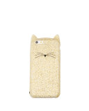 glitter cat iPhone 6/6s case, gold glitter