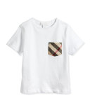 Short-Sleeve Jersey Tee w/ Pocket, White, 4Y-14Y