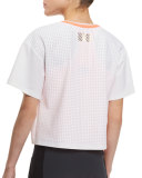 Perforated Boxy Short-Sleeve Sport Tee, White
