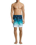 Dane Boat-Print Swim Trunks, Blue