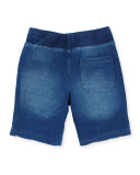 Relaxed Cotton-Blend Terry Shorts, Medium Stonewashed Indigo, Size 2T-7