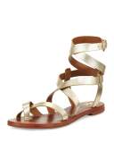Patos Crisscross Flat Gladiator Sandal, Gold