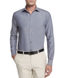 Solid Chambray Long-Sleeve Shirt, Dark Gray
