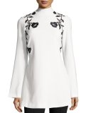 Rosabell Floral Open-Back Tunic, Ivory