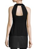 Embellished Halter-Neck Top, Black