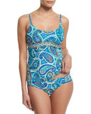 Provence Paisley-Print Hipster Swim Bottom, Pool