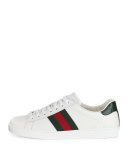 New Ace Leather Low-Top Sneaker, White/Red/Green