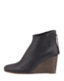 Escuro Leather Wedge Bootie, Black