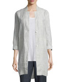 Linen Slub Check Jacket, Petite
