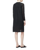 Sleeveless Bandhini Silk Dress, Natural/Black