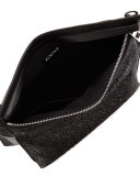 Large Embossed Double-Pouch Crossbody Bag, Black