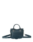 Metallic Edge Classic Mini City Crossbody Bag, Blue Paon 