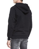 Shoulder-Zip Quilted-Panel Hoodie