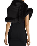 Cashmere Fox-Trim Shawl, Black