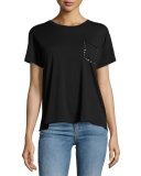 Vintage Crew Tee w/Studs, Black