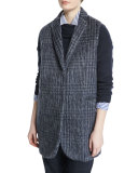 Notch-Collar Glen-Check Vest, Navy