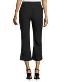 Paneled Flare-Leg Cropped Pants, Black