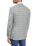 Check Wool Two-Button Sport Coat, Black/White