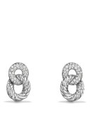 16.5mm Belmont Link Earrings with Diamonds in 18K White Gold