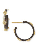Small Midnight Hoop Earrings with Gold & Diamond Crivelli Crosses