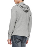 Cotton-Knit Zip Hoodie, Heather Gray 