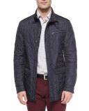 Quilted Barn Coat, Navy