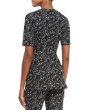 Minnow Jacquard Peplum Top, Black/Ivory