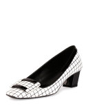 Belle Vivier Graphic Grid Pump, White/Black