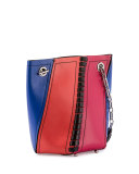 Hex Mini Colorblock Leather Bucket Bag, Memphis Blue/Magenta/Geranium