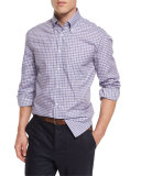Basic-Fit Twill Check Sport Shirt, Purple