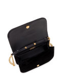 Small Velvet Flap Crossbody Bag, Black