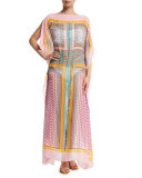 Monte Carlo Printed Maxi Caftan Coverup, Zen Scarf Multi