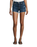 Mid-Rise Cut-Off Denim Shorts, Blue