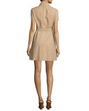 Short-Sleeve Button-Front Shirtdress, Dune