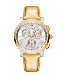 20mm Metallic Saffiano Leather Strap, Gold