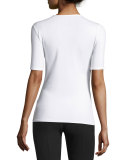 Half-Sleeve Stretch Jersey Tee, White