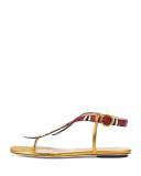 Yoko Snake-Print T-Strap Sandal, Red/Gold