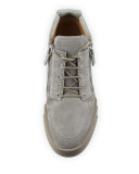 Men's Suede Mid-Top Sneaker, Light Gray