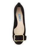 Suede Buckle-Toe 55mm Pump, Nero