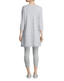 Striped Interlock Tunic, Gray/White