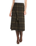 Maya Plaid A-Line Skirt, Loden/Purple/Multi