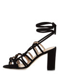 Jena Suede Lace-Up Sandal, Black