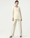 Ottoman Knit 3/4-Sleeve Tunic, Ivory