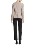 Peplum-Hem Military Jacket, Camel